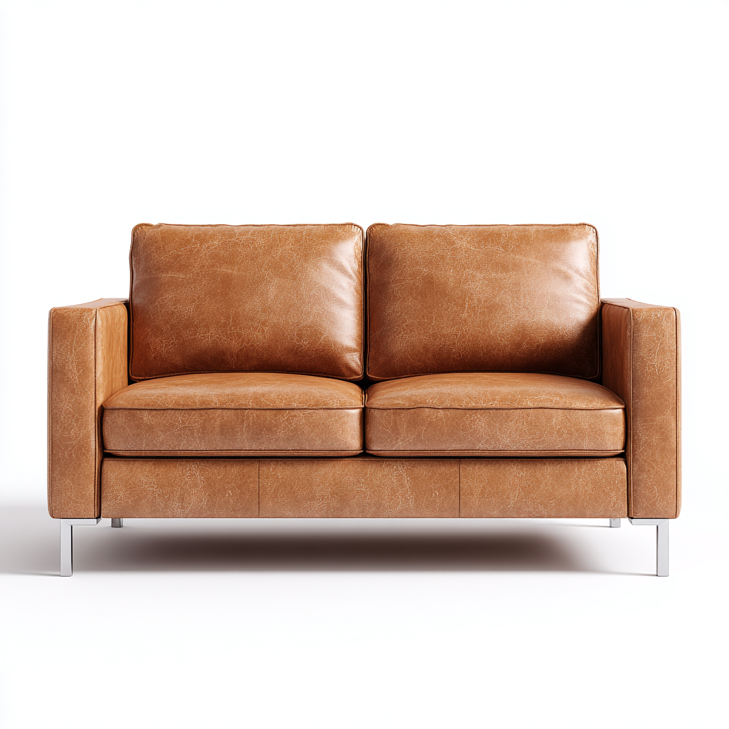 Canapé 2 places en cuir synthétique 160x88x85 cm - brun - style moderne pour salon-Homelyio