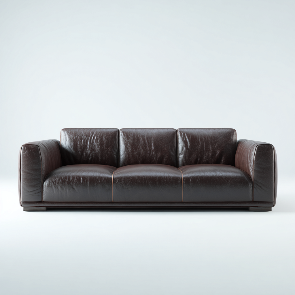 Canapé 3 places en cuir véritable 210x90x85 cm - brun foncé - pour salon - design contemporain minimaliste-Homelyio