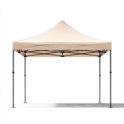 Tonnelle de jardin pliable en aluminium avec toit en toile polyester 300x300x260 cm - beige - légère et résistante aux intempéries-Homelyio
