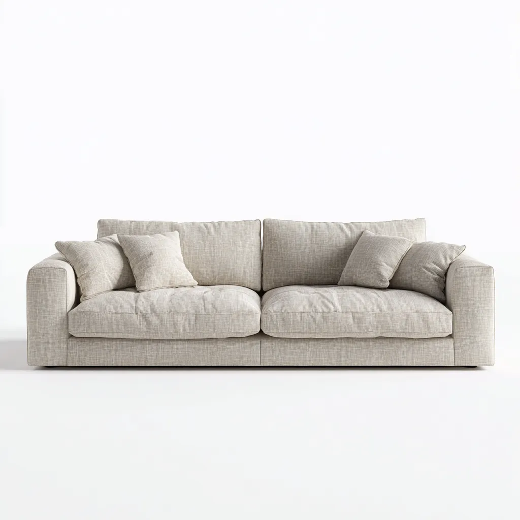 Canapé 3 places en tissu lin 210x97x84 cm - beige - assise moelleuse style contemporain pour salon-Homelyio