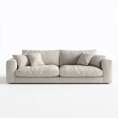 Canapé 3 places en tissu lin 210x97x84 cm - beige - assise moelleuse style contemporain pour salon-Homelyio