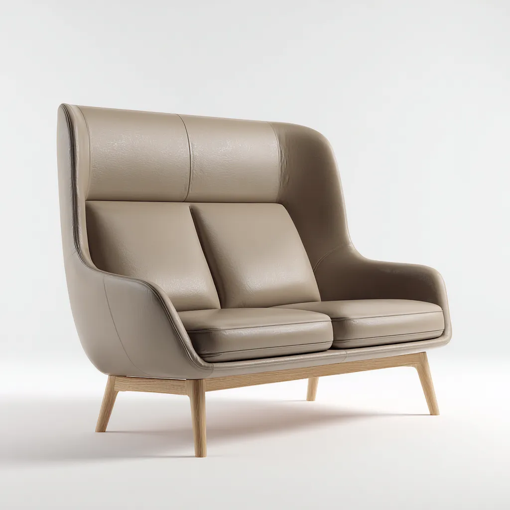 Canapé 2 places en cuir synthétique 150x85x110 cm - beige - dossier haut design contemporain pour salon-Homelyio