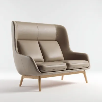 Canapé 2 places en cuir synthétique 150x85x110 cm - beige - dossier haut design contemporain pour salon-Homelyio