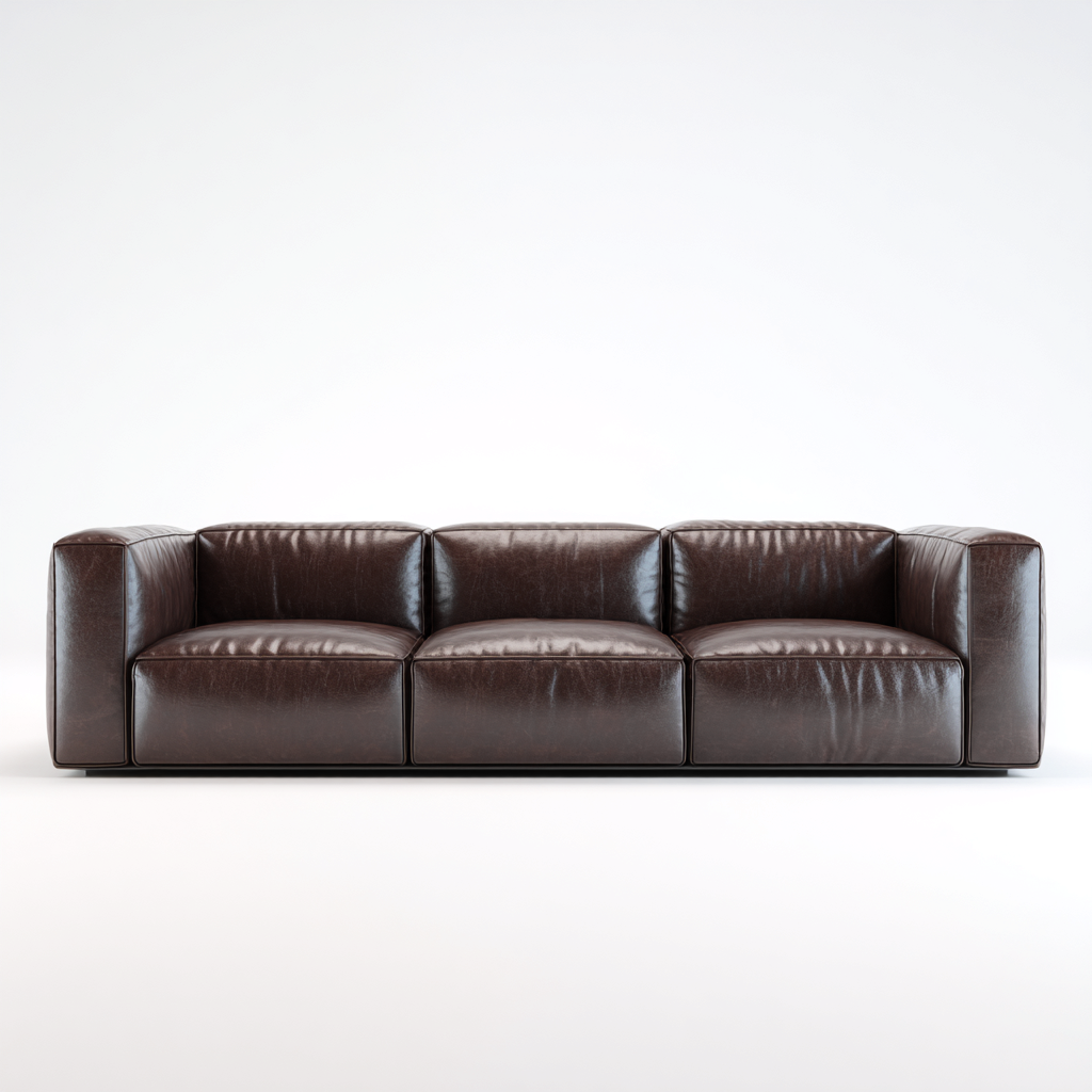 Canapé 3 places en cuir véritable 218x97x82 cm - marron foncé - style moderne pour salon-Homelyio