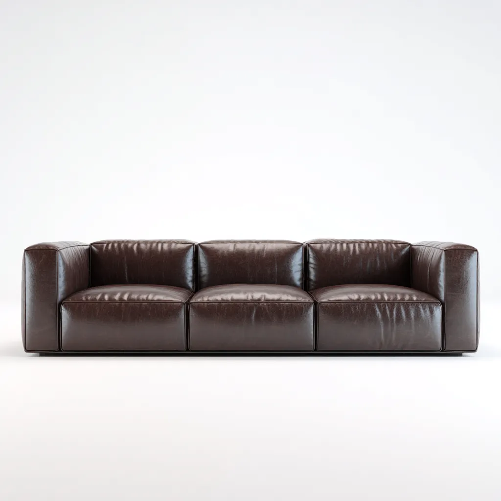 Canapé 3 places en cuir véritable 218x97x82 cm - marron foncé - style moderne pour salon-Homelyio