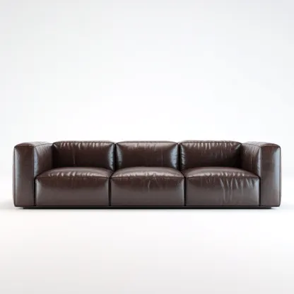 Canapé 3 places en cuir véritable 218x97x82 cm - marron foncé - style moderne pour salon-Homelyio