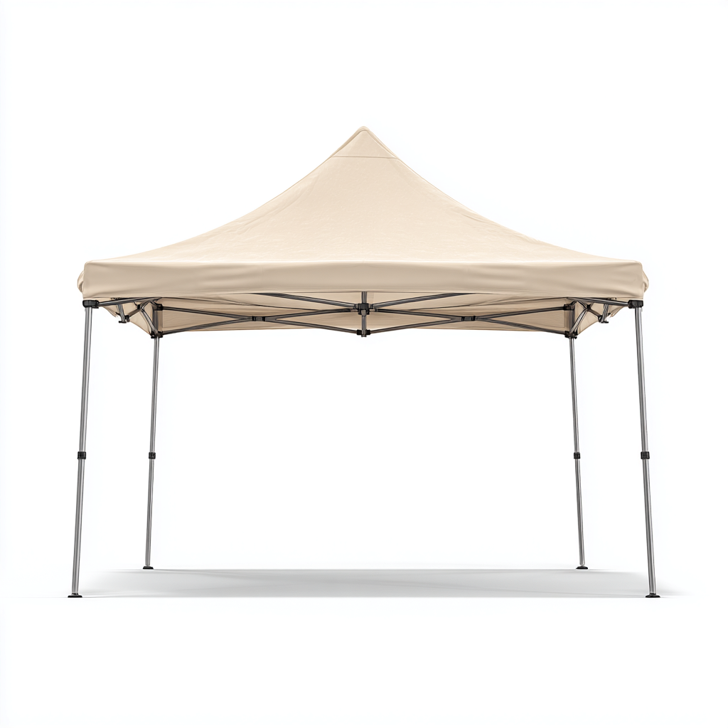 Tonnelle de jardin pliable en aluminium avec toit en toile polyester 300x300x260 cm - beige - légère et résistante aux intempéries-Homelyio