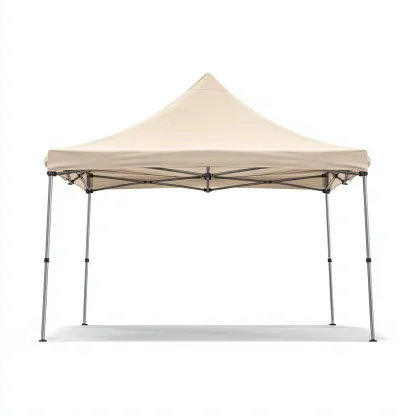 Tonnelle de jardin pliable en aluminium avec toit en toile polyester 300x300x260 cm - beige - légère et résistante aux intempéries-Homelyio