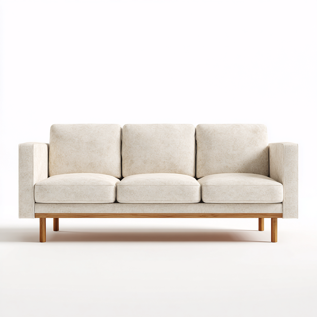 Canapé 3 places en tissu 208x92x86 cm - beige - style moderne avec base en bois pour salon-Homelyio