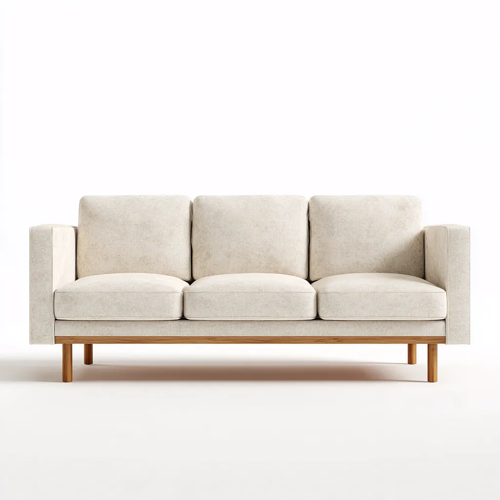 Canapé 3 places en tissu 208x92x86 cm - beige - style moderne avec base en bois pour salon-Homelyio