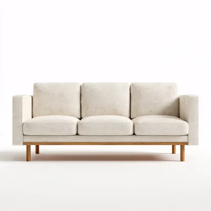 Canapé 3 places en tissu 208x92x86 cm - beige - style moderne avec base en bois pour salon-Homelyio