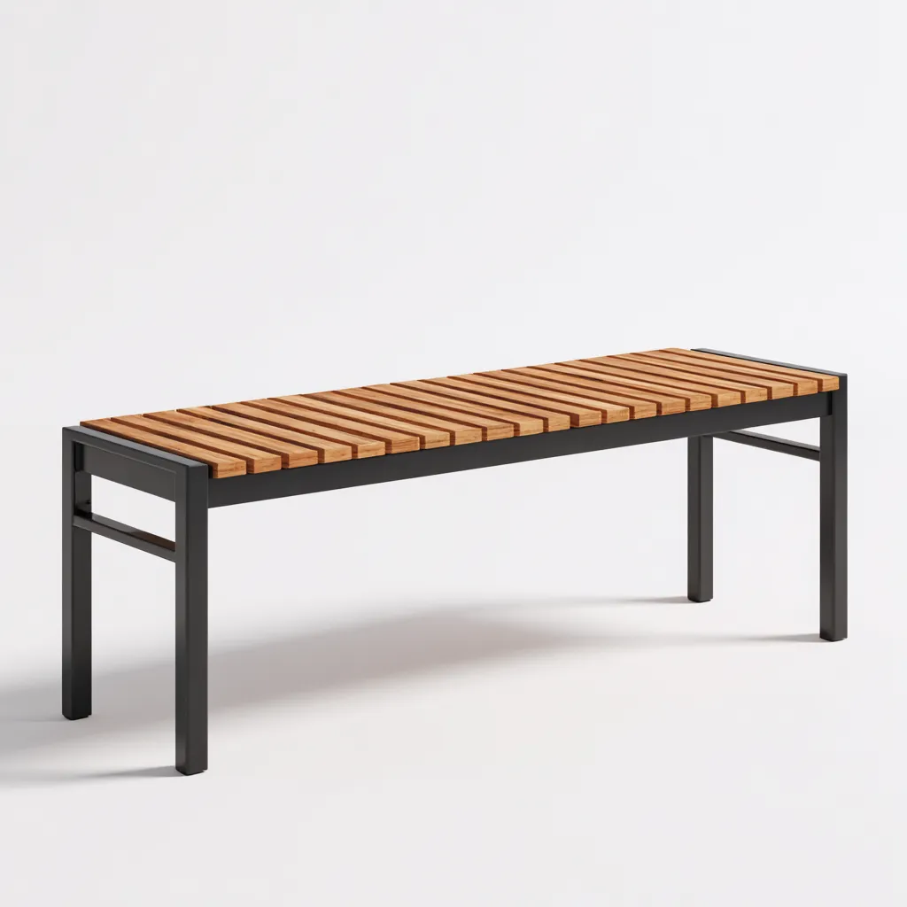 Banc de jardin en bois et métal 170x40x45 cm - bois naturel/noir - style moderne-Homelyio