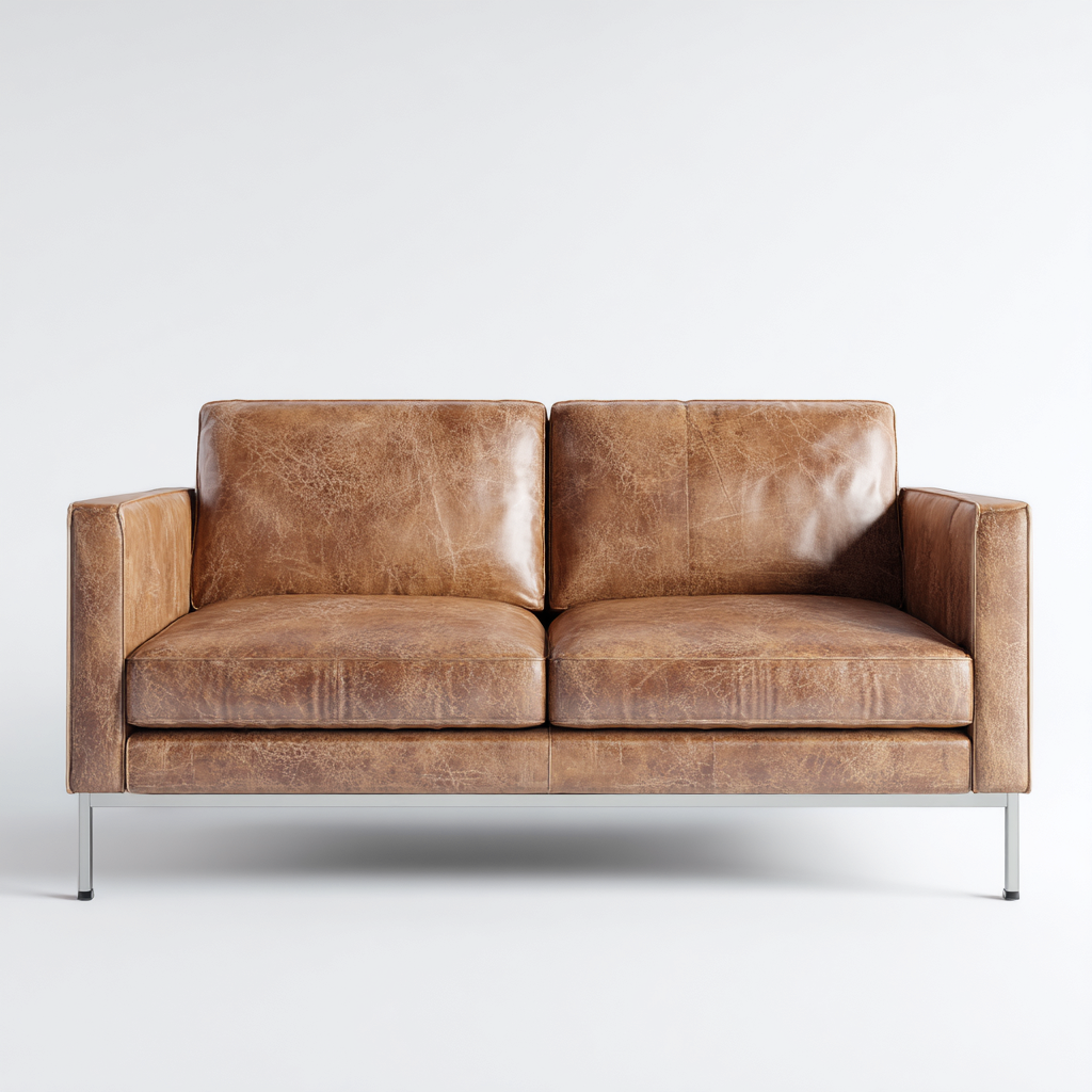 Canapé 2 places en cuir véritable 165x88x82 cm - marron - style moderne-Homelyio