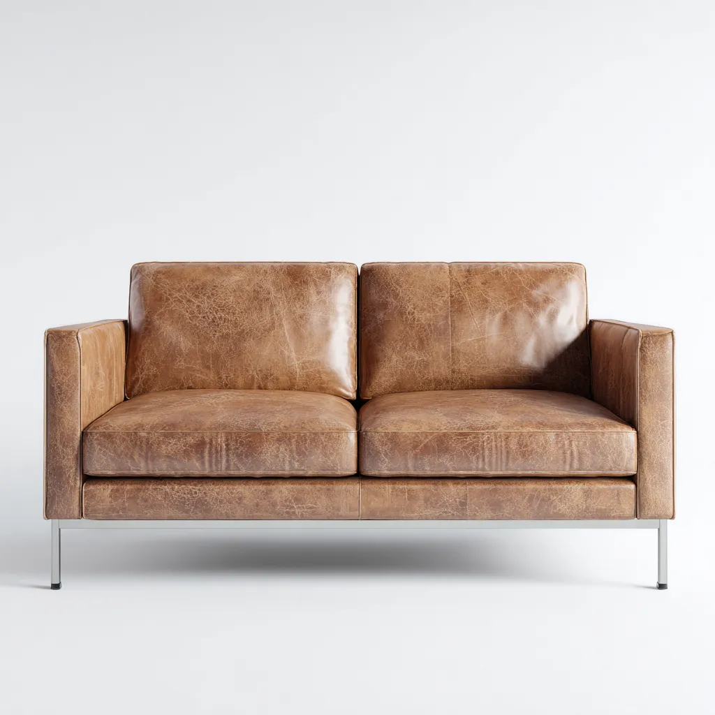 Canapé 2 places en cuir véritable 165x88x82 cm - marron - style moderne-Homelyio