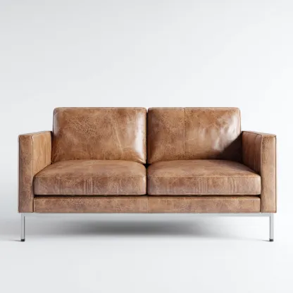 Canapé 2 places en cuir véritable 165x88x82 cm - marron - style moderne-Homelyio