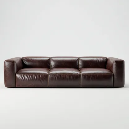 Canapé 3 places en cuir véritable 225x97x82 cm - brun foncé - style moderne-Homelyio