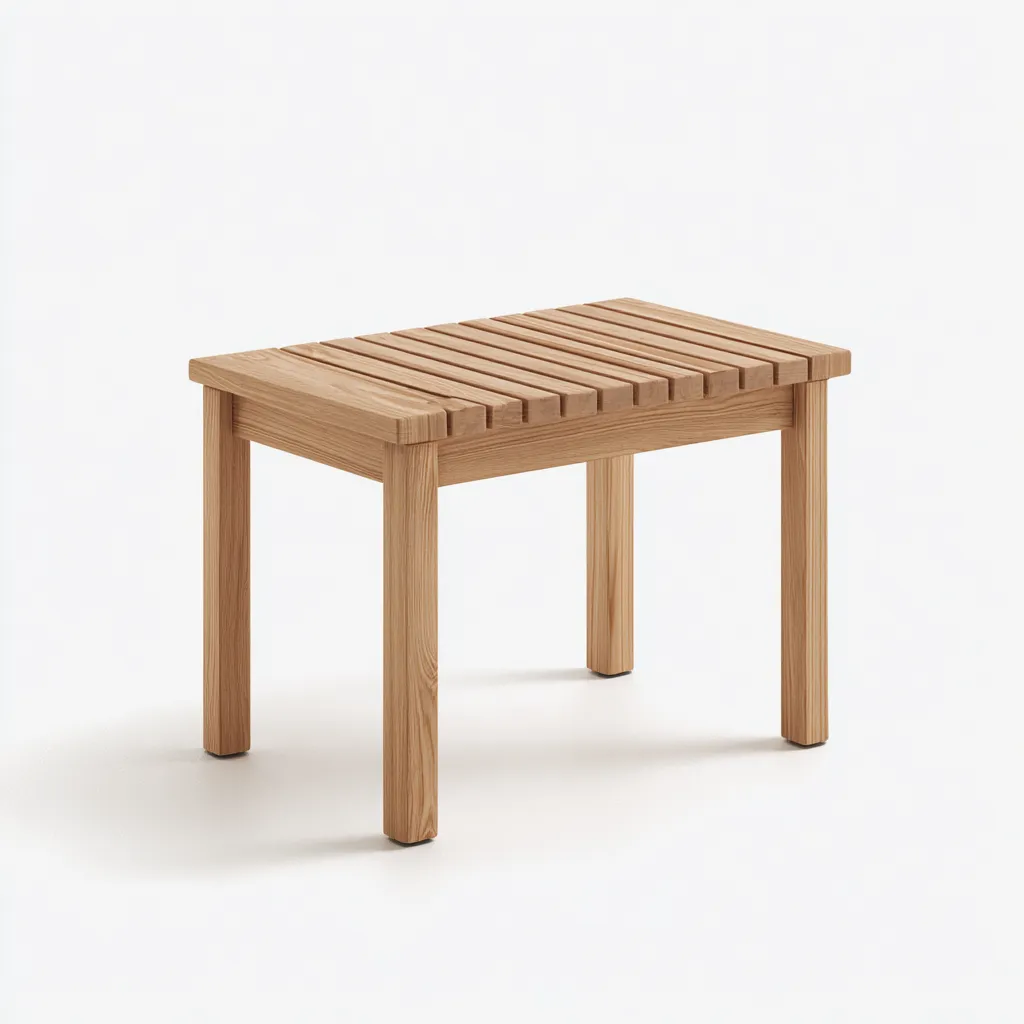 Tabouret en bois naturel 50x35x45 cm - chêne clair - style contemporain pour salon-Homelyio