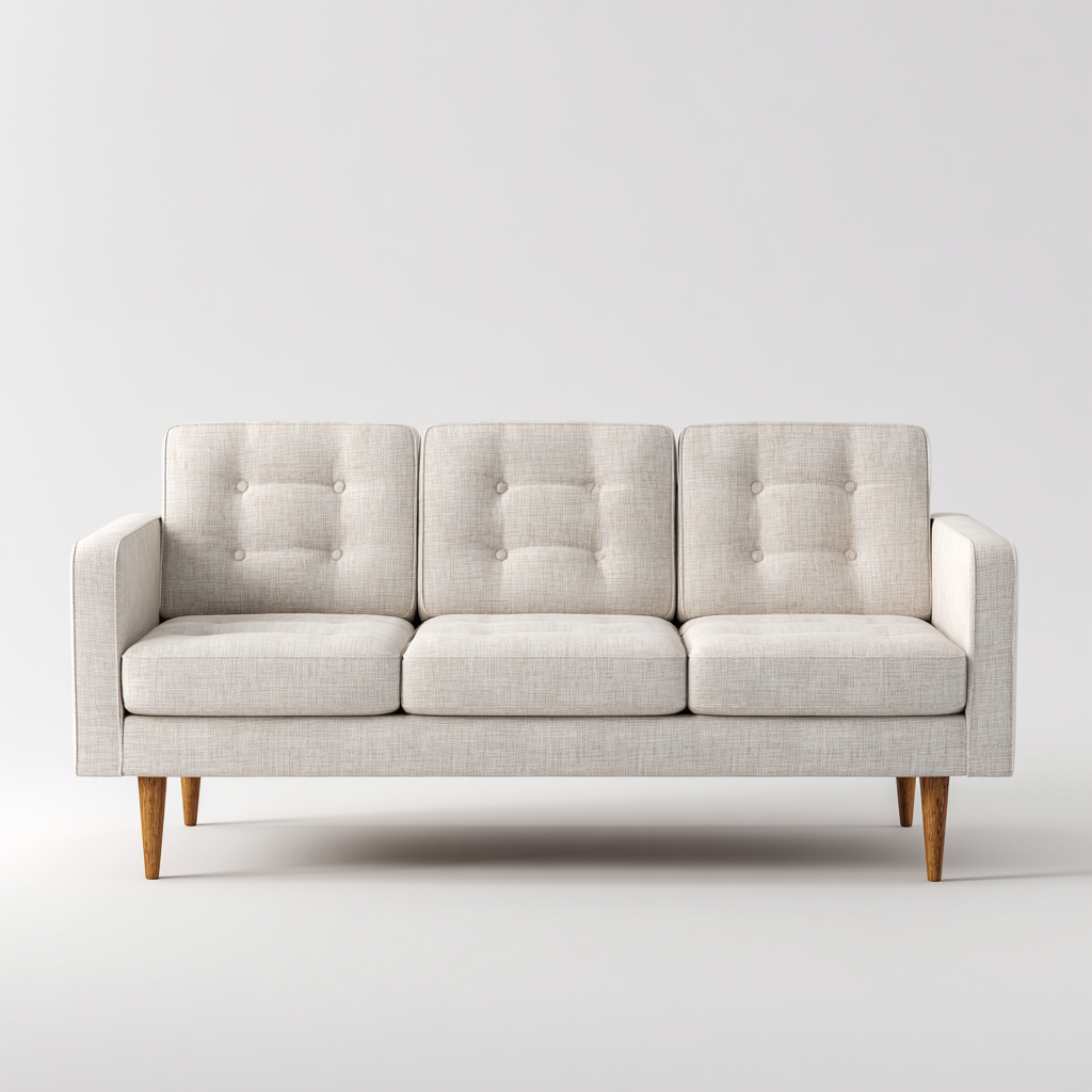 Canapé 3 places en tissu 200x85x90 cm - beige - pour salon - style scandinave contemporain-Homelyio