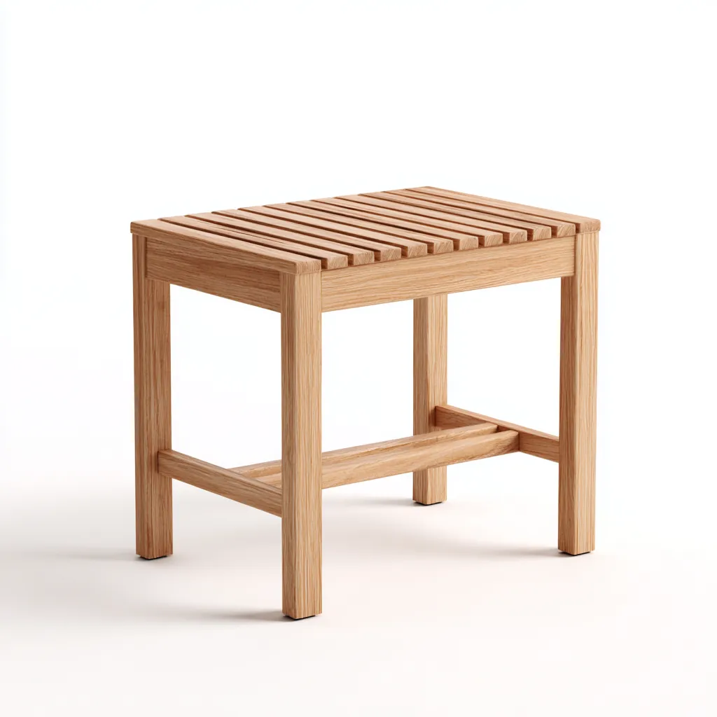 Tabouret en bois massif 45x35x45 cm - chêne clair - design minimaliste pour salon-Homelyio