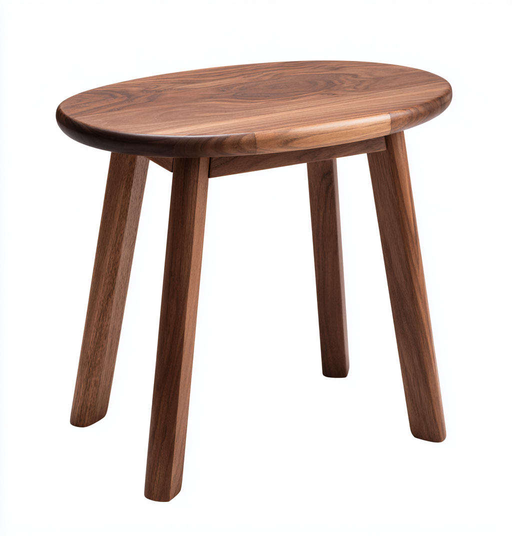 Tabouret ovale en bois massif 44x38x46 cm - noyer - style naturel-Homelyio