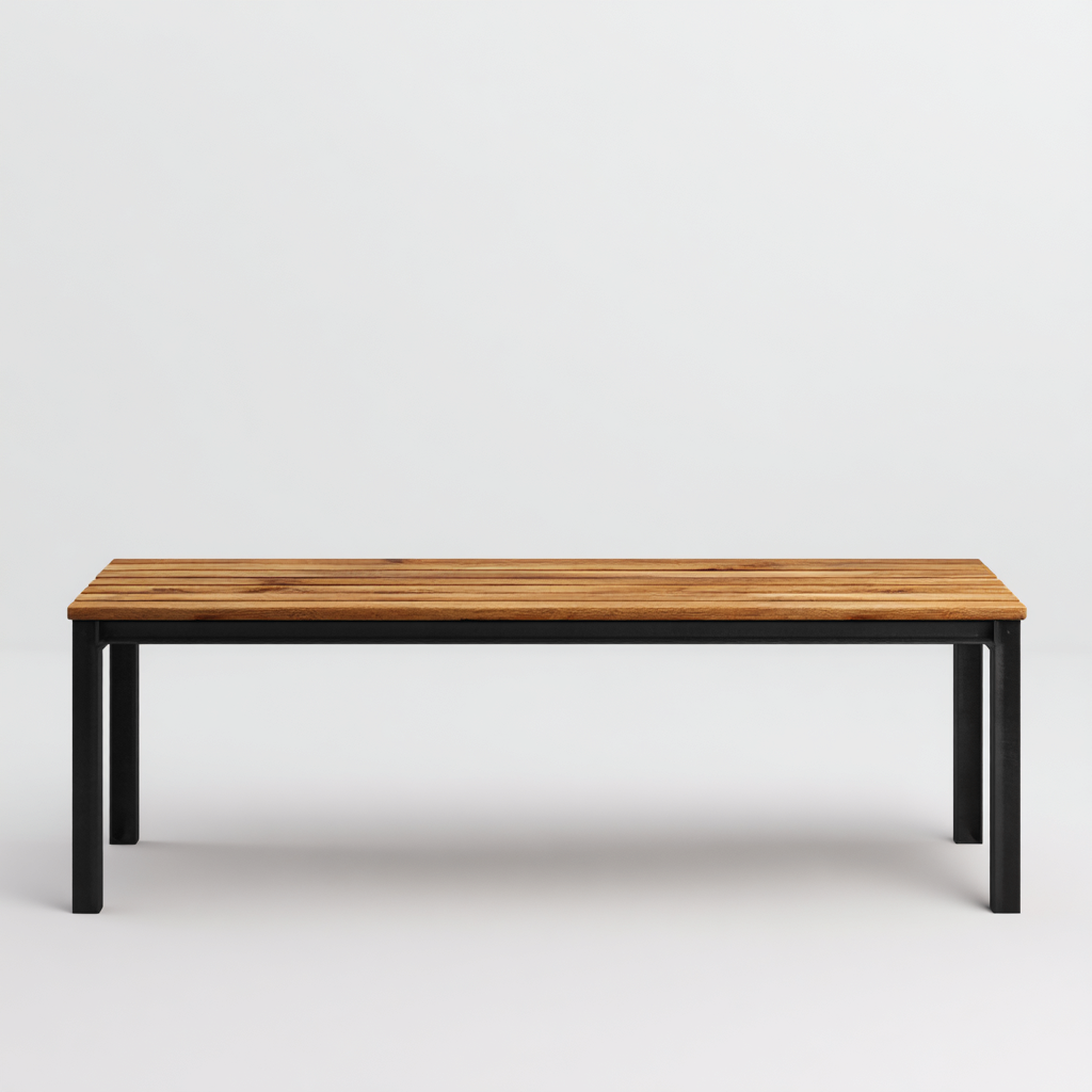 Banc de jardin en bois et métal 170x40x45 cm - bois naturel/noir - style contemporain-Homelyio