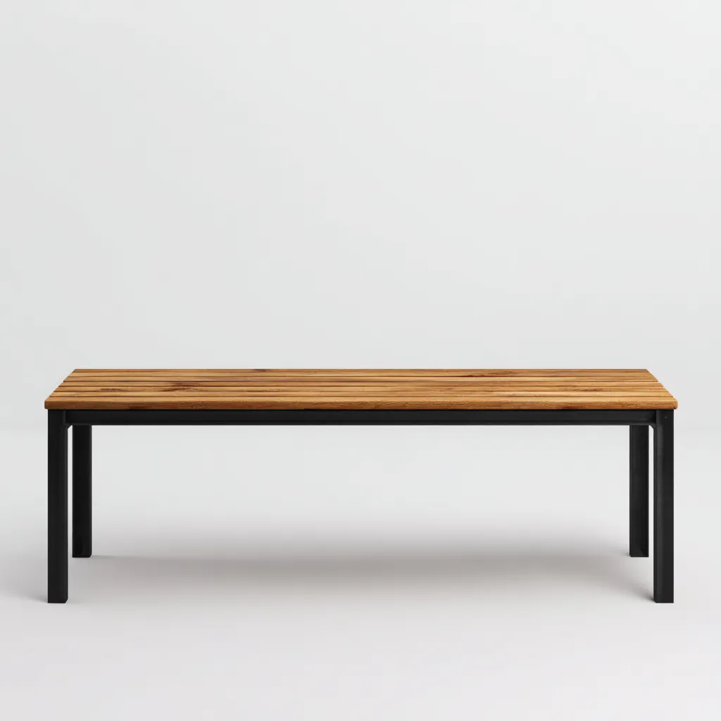 Banc de jardin en bois et métal 170x40x45 cm - bois naturel/noir - style contemporain-Homelyio