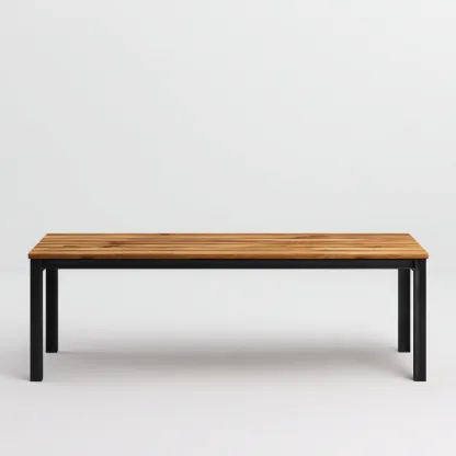Banc de jardin en bois et métal 170x40x45 cm - bois naturel/noir - style contemporain-Homelyio