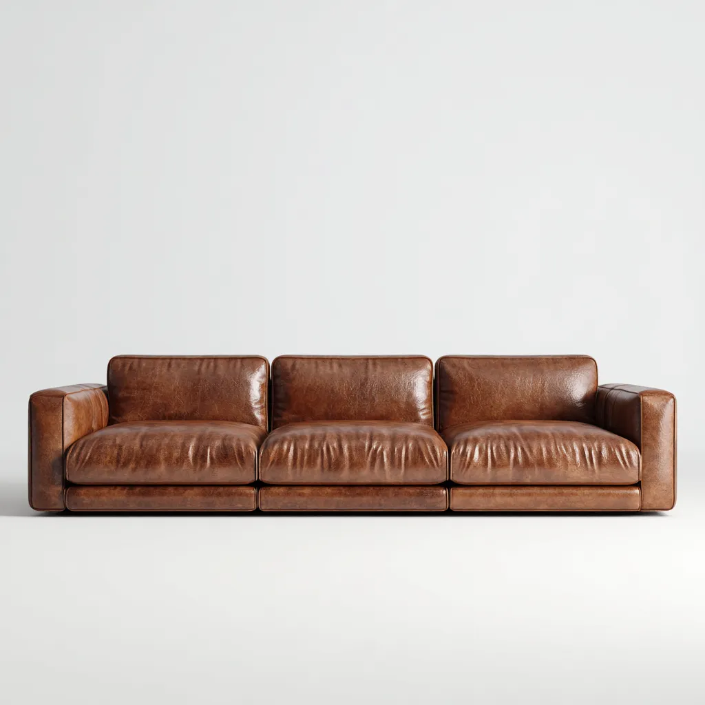 Canapé 3 places en cuir véritable 220x95x85 cm - brun - design contemporain pour salon-Homelyio