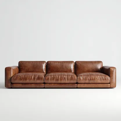 Canapé 3 places en cuir véritable 220x95x85 cm - brun - design contemporain pour salon-Homelyio