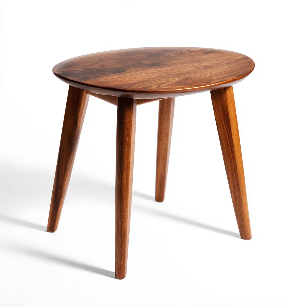 Tabouret ovale en bois massif 45x38x45 cm - noyer - style moderne-Homelyio