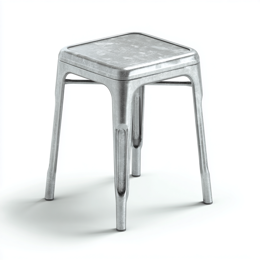 Tabouret en métal 38x38x55 cm - argent - design industriel pour salon-Homelyio