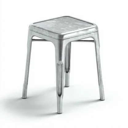 Tabouret en métal 38x38x55 cm - argent - design industriel pour salon-Homelyio