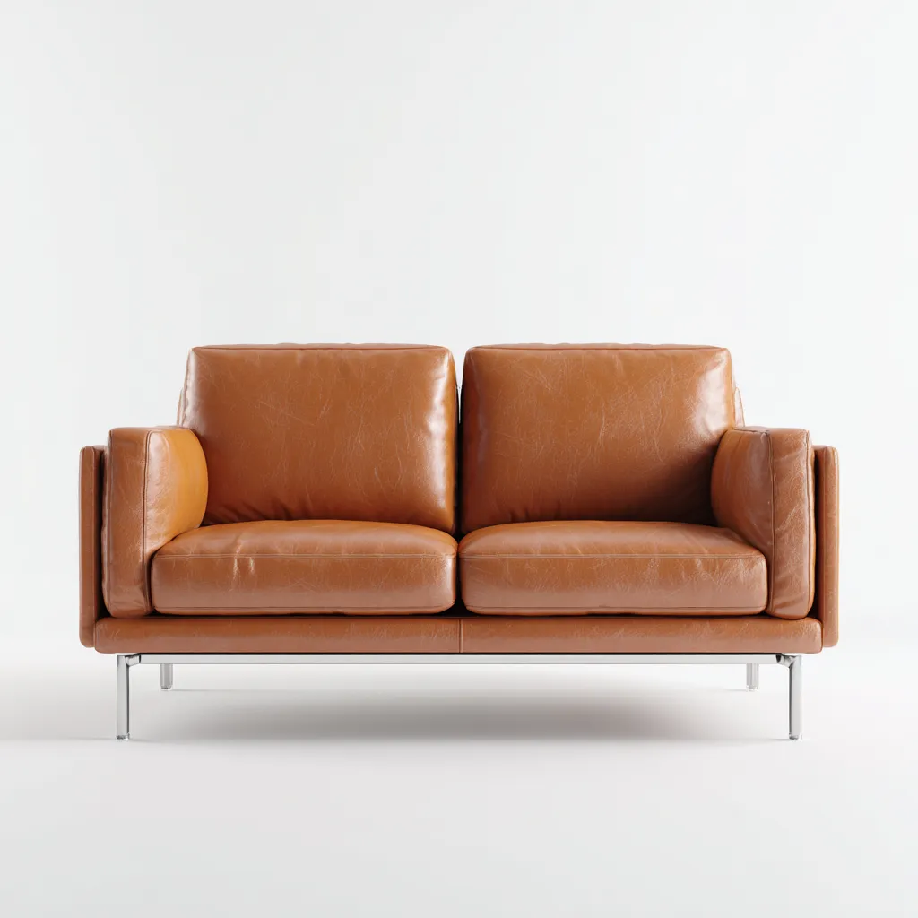 Canapé 2 places en cuir véritable 165x90x85 cm - brun - design contemporain pour salon-Homelyio