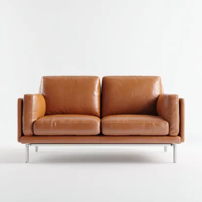 Canapé 2 places en cuir véritable 165x90x85 cm - brun - design contemporain pour salon-Homelyio