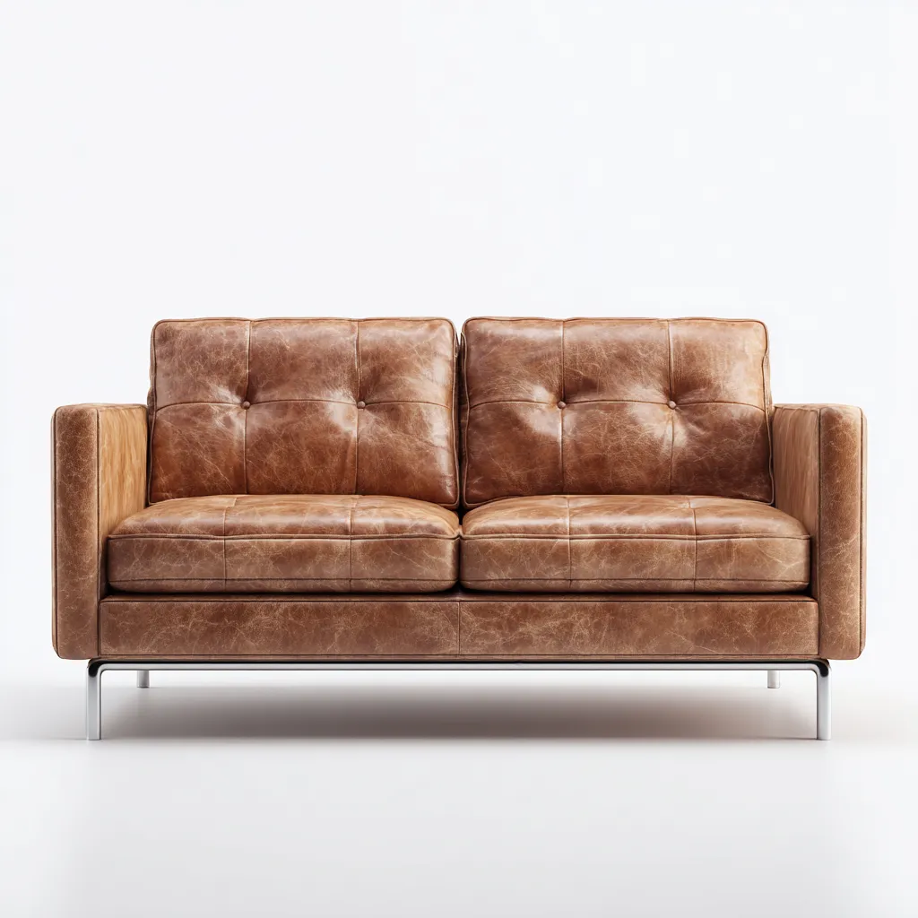 Canapé 2 places en cuir véritable 165x90x85 cm - brun cognac - style vintage moderne pour salon-Homelyio