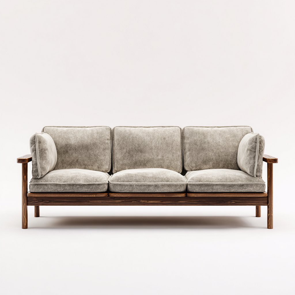 Canapé 3 places en tissu 210x92x85 cm - gris clair - structure en bois massif style nordique pour salon-Homelyio