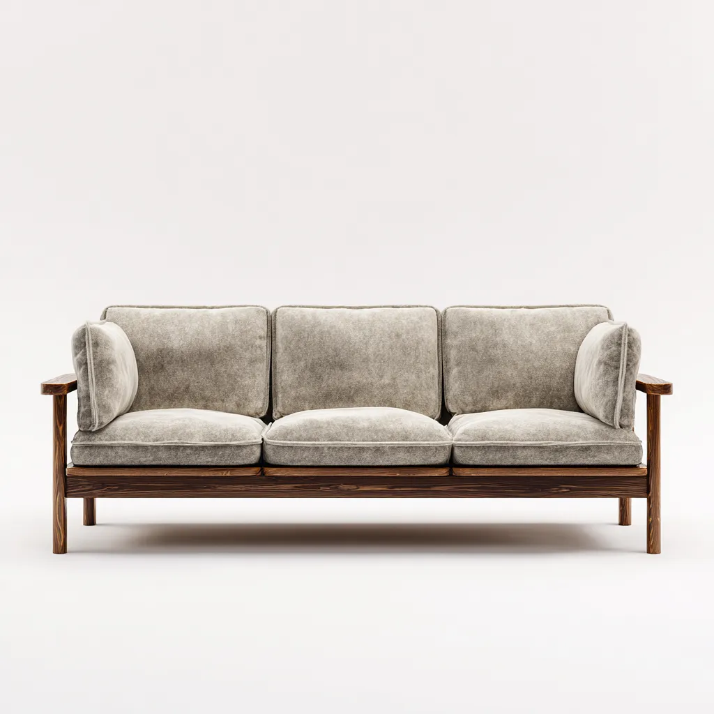 Canapé 3 places en tissu 210x92x85 cm - gris clair - structure en bois massif style nordique pour salon-Homelyio