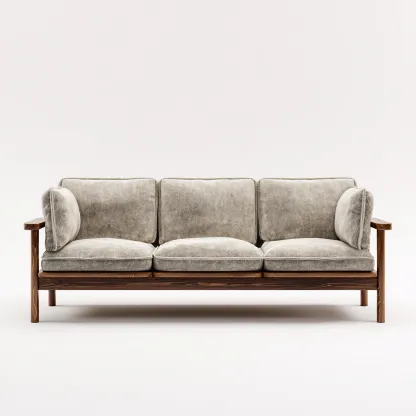 Canapé 3 places en tissu 210x92x85 cm - gris clair - structure en bois massif style nordique pour salon-Homelyio