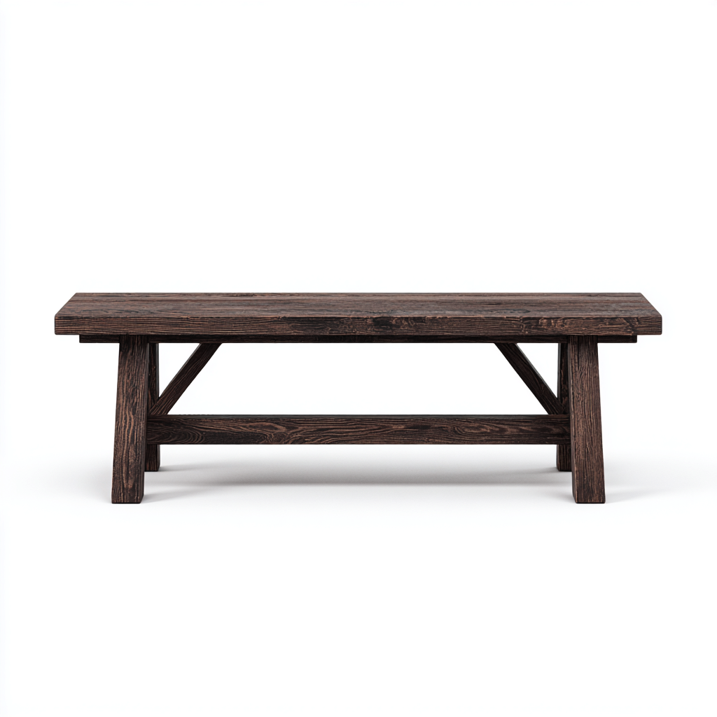 Banc de jardin en bois massif 170x40x45 cm - brun foncé - style rustique contemporain-Homelyio