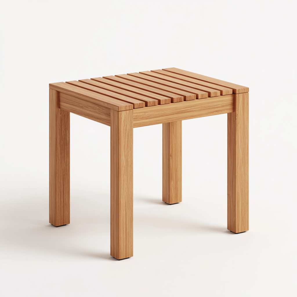 Tabouret en bois 45x35x45 cm - chêne clair - pour salon - design naturel-Homelyio