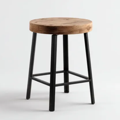 Tabouret en bois et métal 40x40x65 cm - marron/noir - design industriel pour salon-Homelyio