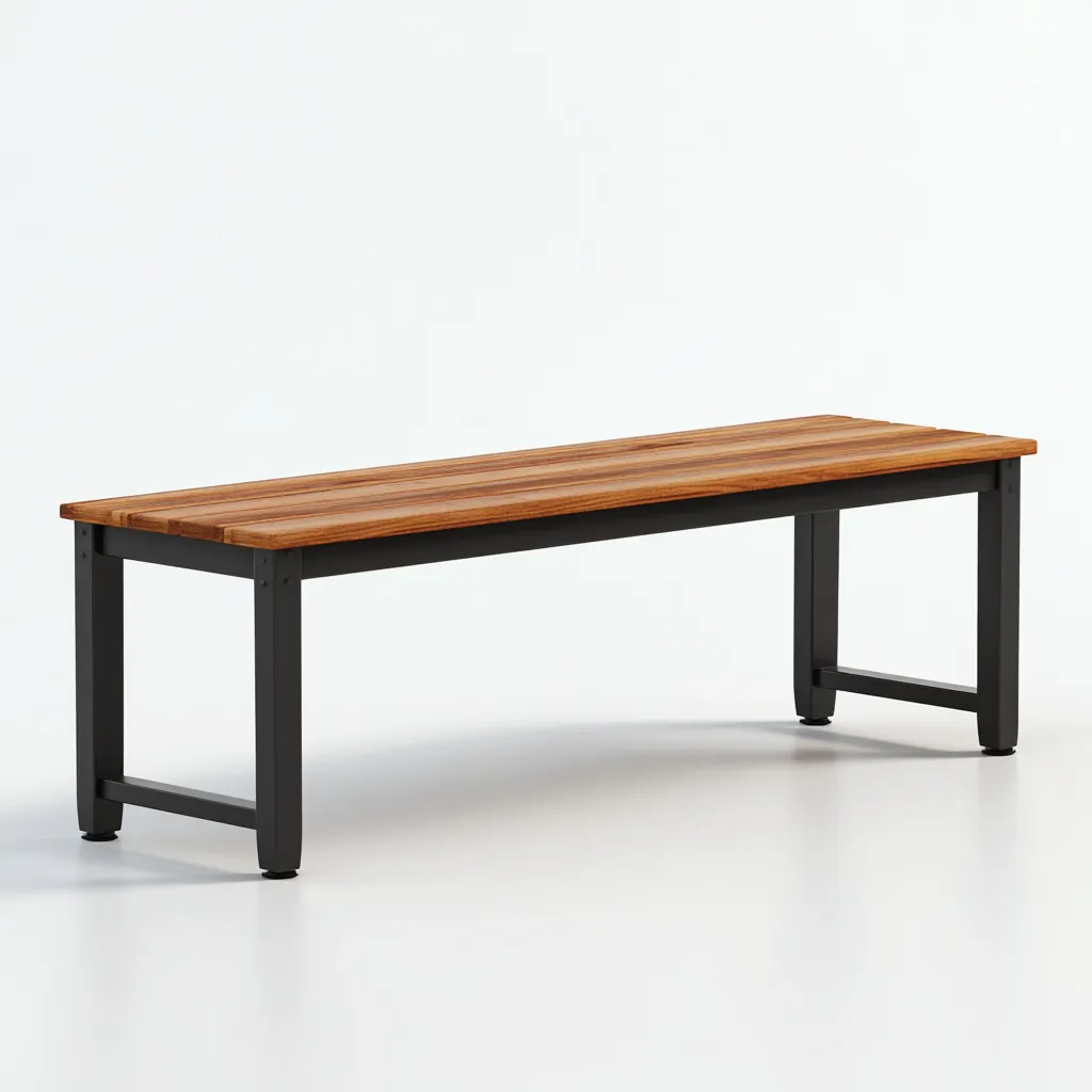 Banc de jardin en bois et métal 170x40x45 cm - marron/noir - style industriel moderne-Homelyio