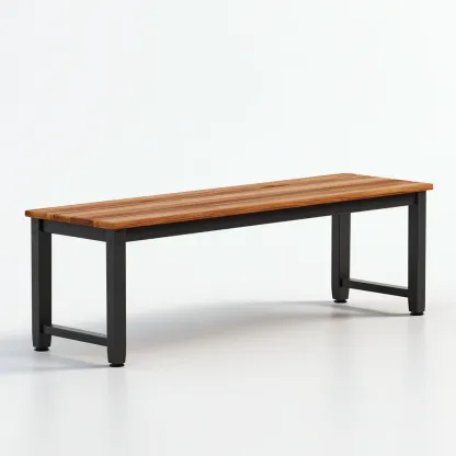 Banc de jardin en bois et métal 170x40x45 cm - marron/noir - style industriel moderne-Homelyio