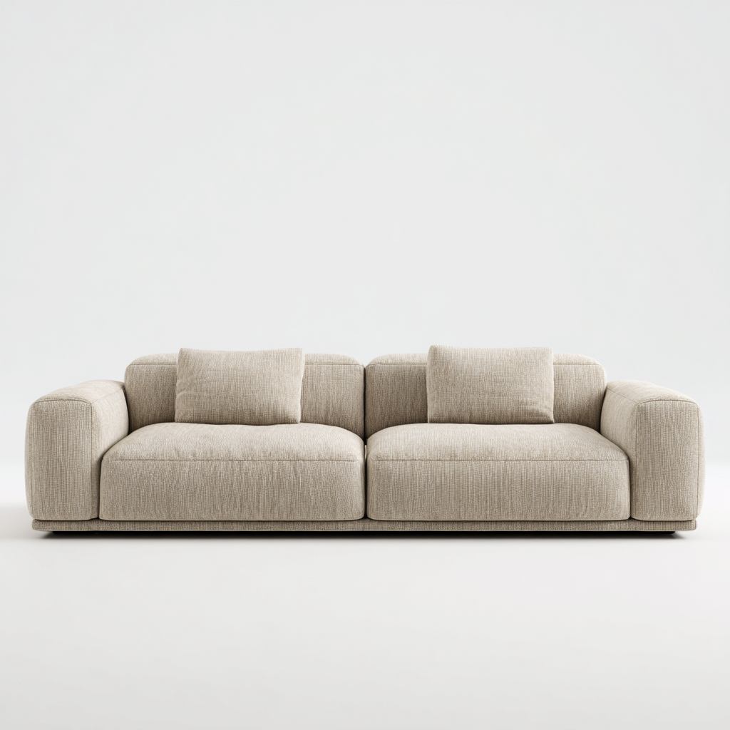 Canapé 3 places en tissu 220x97x82 cm - beige - assise large style contemporain pour salon-Homelyio