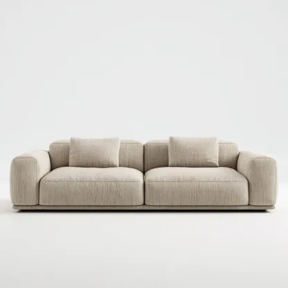 Canapé 3 places en tissu 220x97x82 cm - beige - assise large style contemporain pour salon-Homelyio