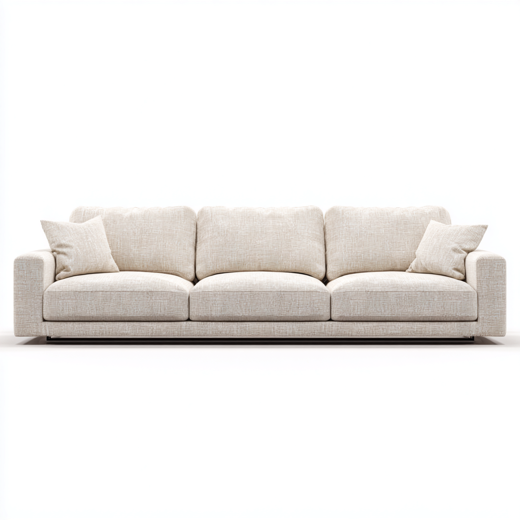Canapé 3 places en tissu 228x96x86 cm - beige clair - assise profonde style contemporain pour salon-Homelyio