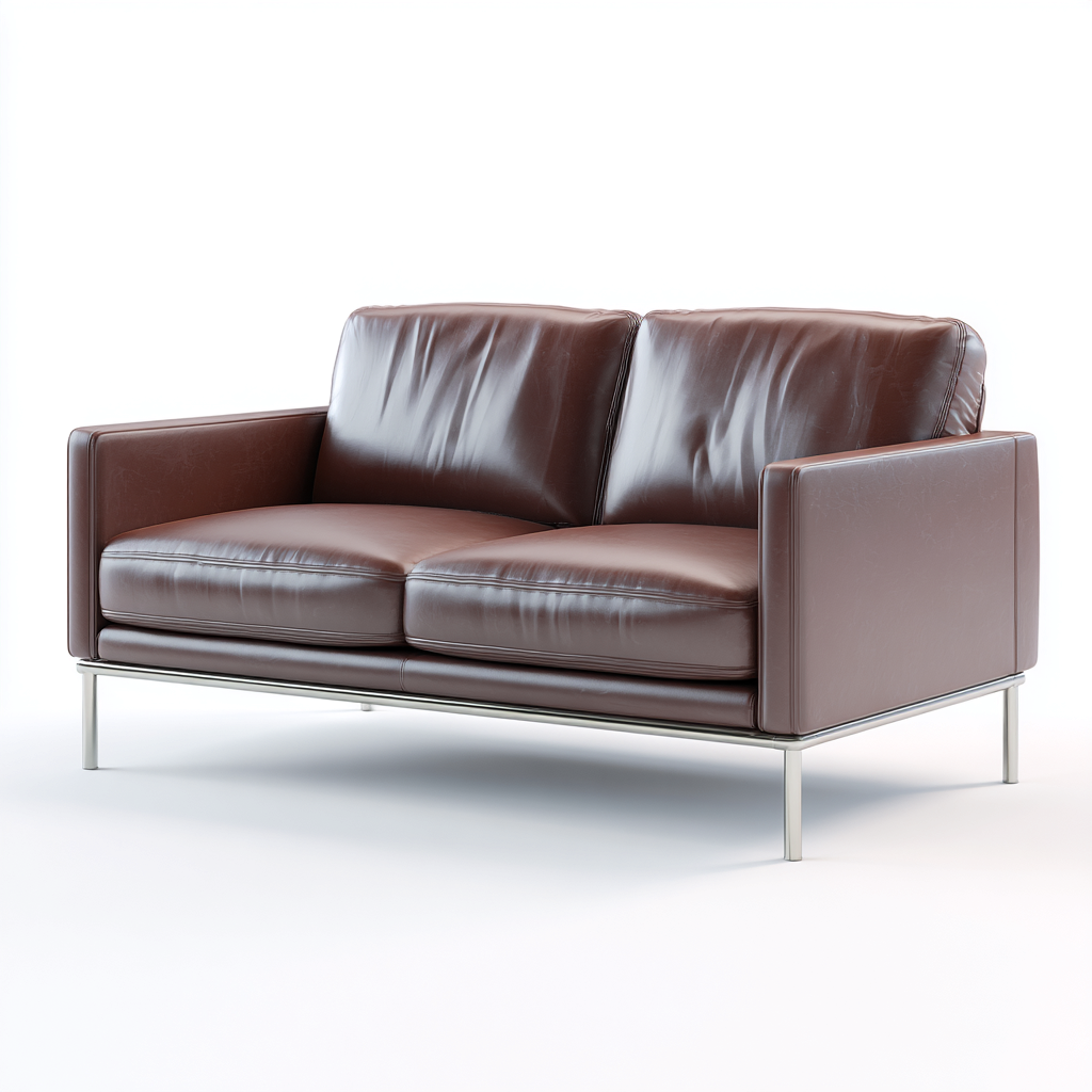 Canapé 2 places en cuir véritable 160x90x85 cm - marron foncé - style contemporain pour salon-Homelyio