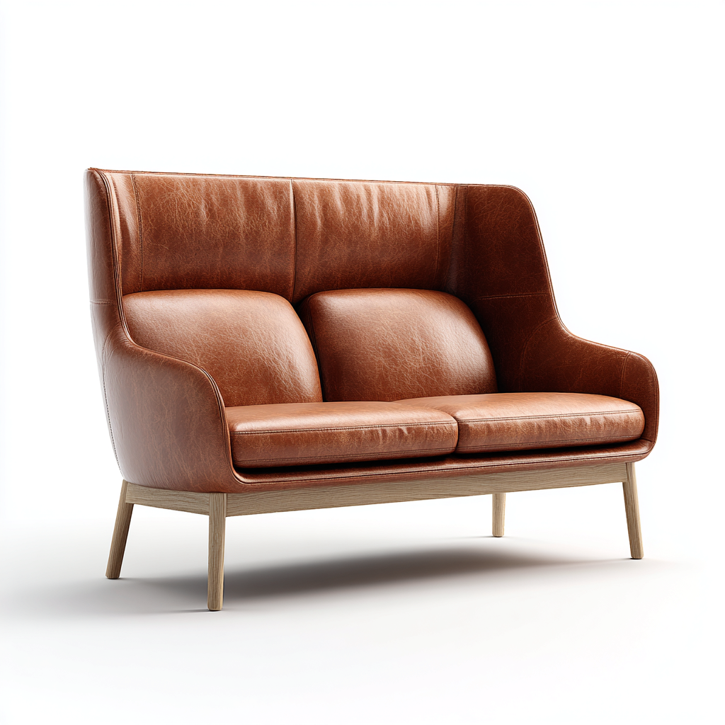 Canapé 2 places en cuir 150x85x105 cm - brun - pour salon - design scandinave élégant-Homelyio