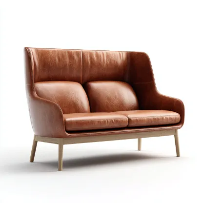 Canapé 2 places en cuir 150x85x105 cm - brun - pour salon - design scandinave élégant-Homelyio