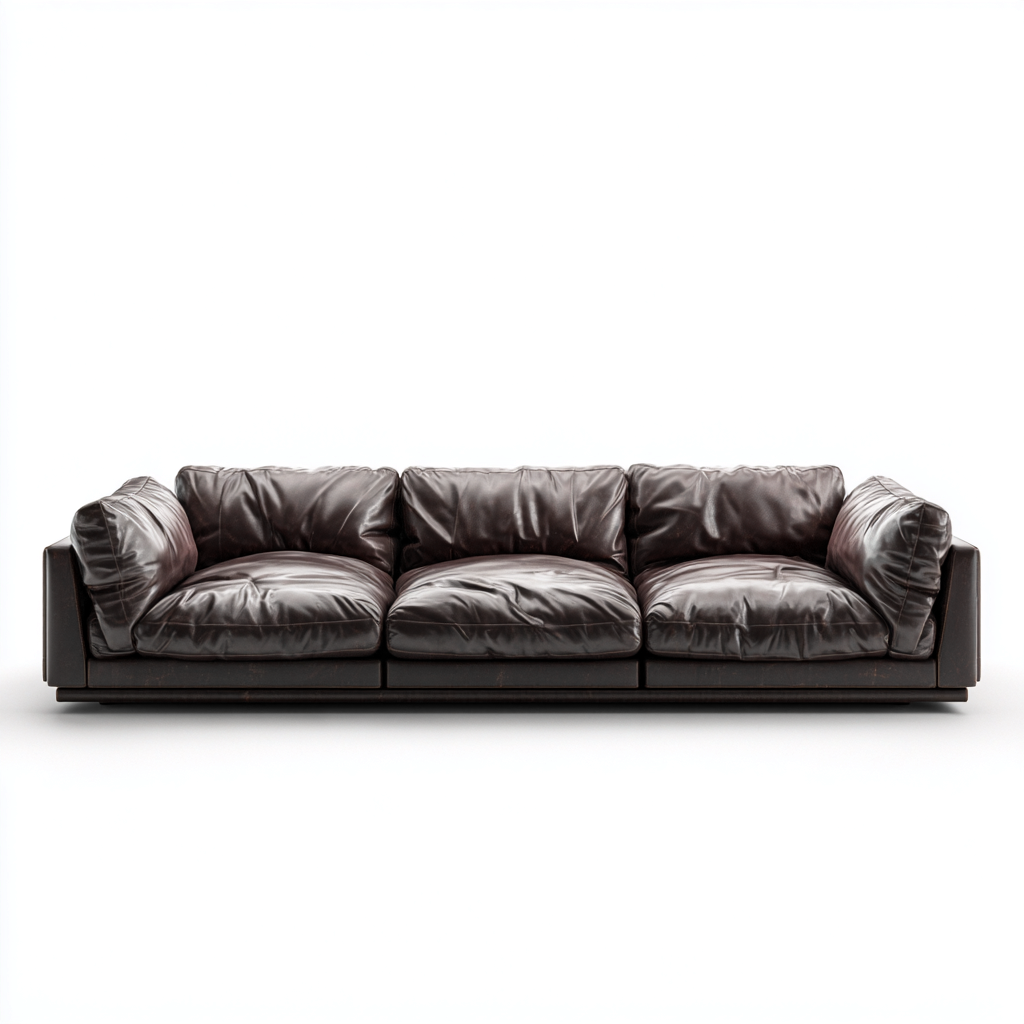 Canapé 3 places en cuir véritable 230x98x85 cm - brun foncé - style contemporain-Homelyio